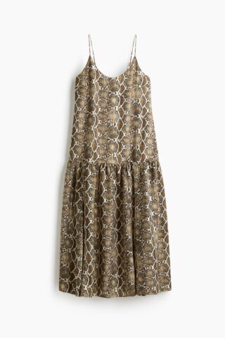 H & M - Strappy maxi-jurk - Lichtbeige/Slangenleerdessin