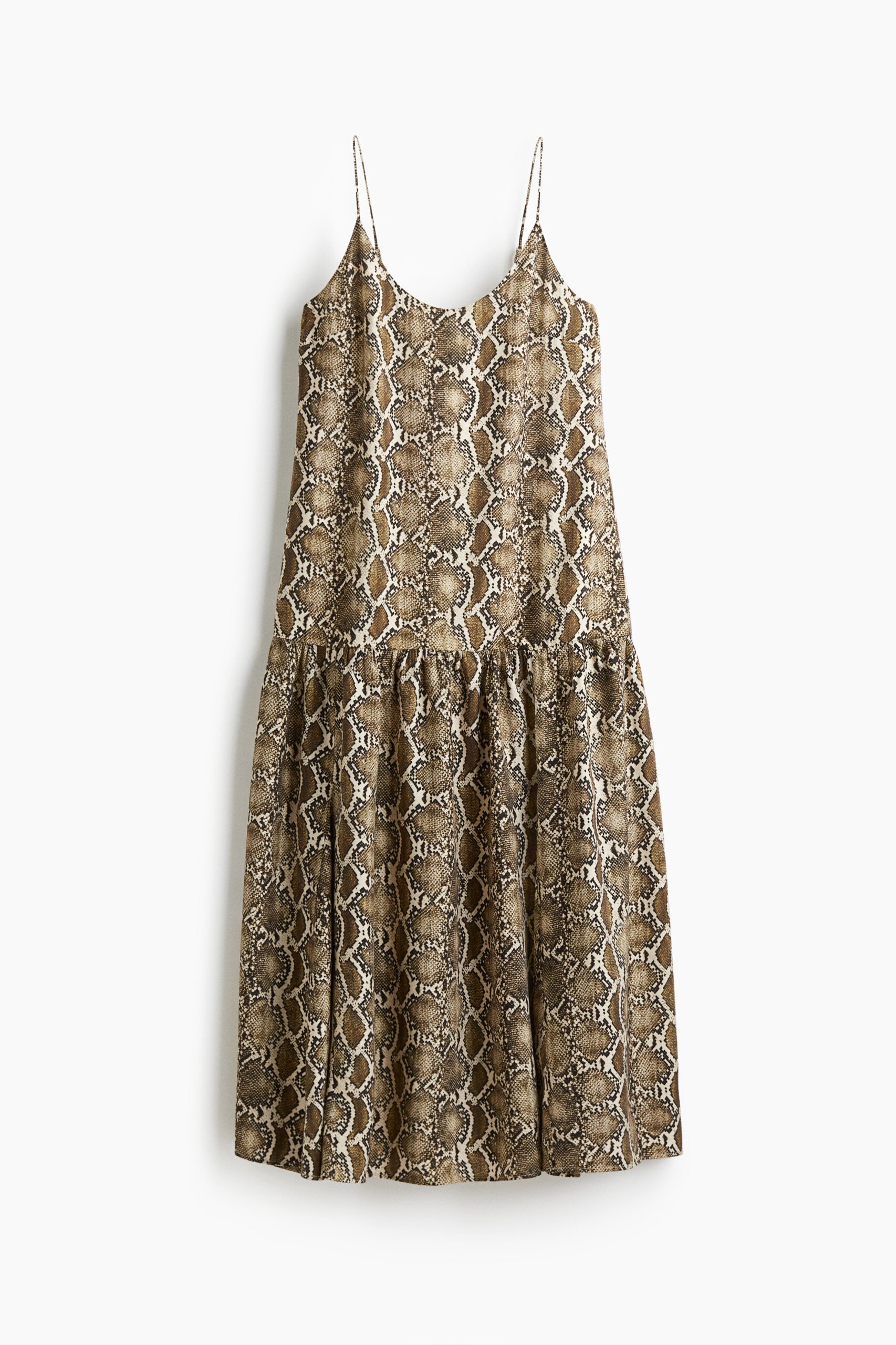 H & M - Strappy maxi-jurk - Lichtbeige/Slangenleerdessin