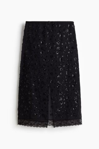 H & M - Chiffon rok met pailletten - Zwart