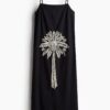 H & M - Strappy jurk met borduursel - Zwart