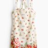 H & M - Jurk met gedraaid detail - Roomwit/Tomaten