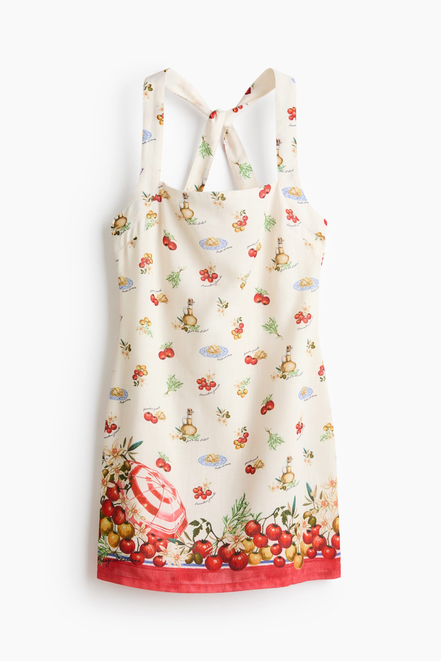 H & M - Jurk met gedraaid detail - Roomwit/Tomaten