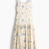 H & M - Lange katoenen jurk - Roomwit/Blauwe Bloemen