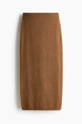H & M - Fijngebreide rok - Donkerbeige