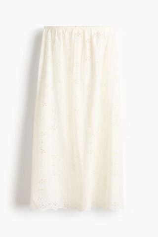 H & M - Strandrok met broderie anglaise - Roomwit