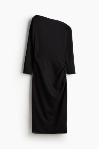 H & M - Gedrapeerde one-shoulderjurk - Zwart