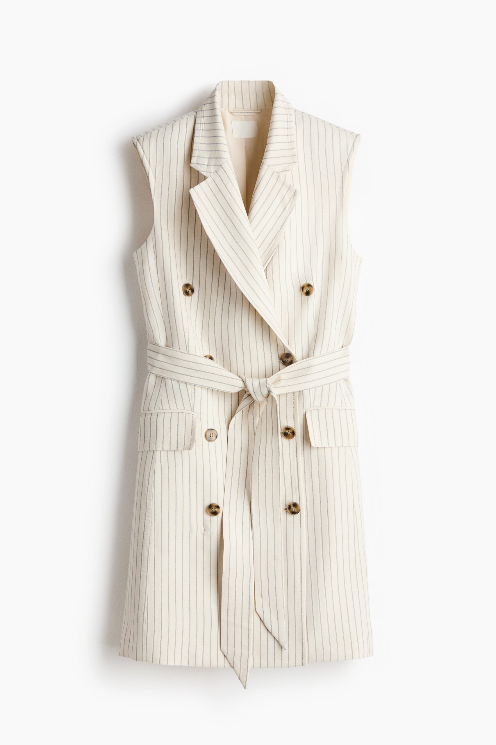 H & M - Blazerjurk van linnenmix - Roomwit/Gestreept