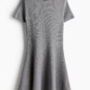 H & M - Jurk met uitlopende rok - Grijs Gemêleerd