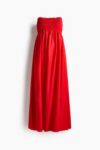H & M - MAMA Bandeaujurk met smokwerk - Rood