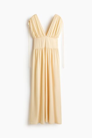 H & M - Gedrapeerde jurk met drawstrings - Geel