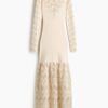 H & M - Geribde jurk met kant - Lichtbeige