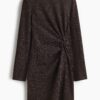 H & M - Jurk met gedraaid detail - Donkerbruin