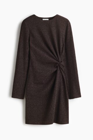 H & M - Jurk met gedraaid detail - Donkerbruin