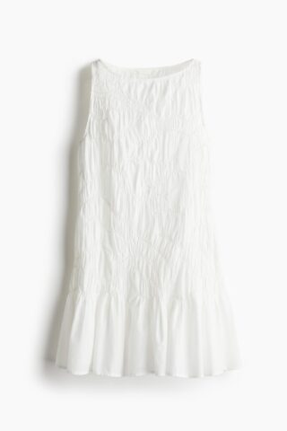 H & M - Ingerimpelde katoenen jurk - Wit