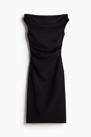 H & M - Gedrapeerde jurk van twill - Zwart