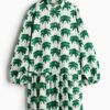 H & M - Jurk met volantkraagje - Wit/Groen Dessin