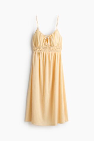 H & M - Jurk van crinkletricot - Geel