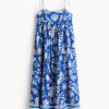 H & M - Midi-jurk met strikbandjes - Blauw/Dessin