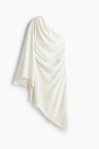 H & M - Draped asymmetric dress - Ivoorwit