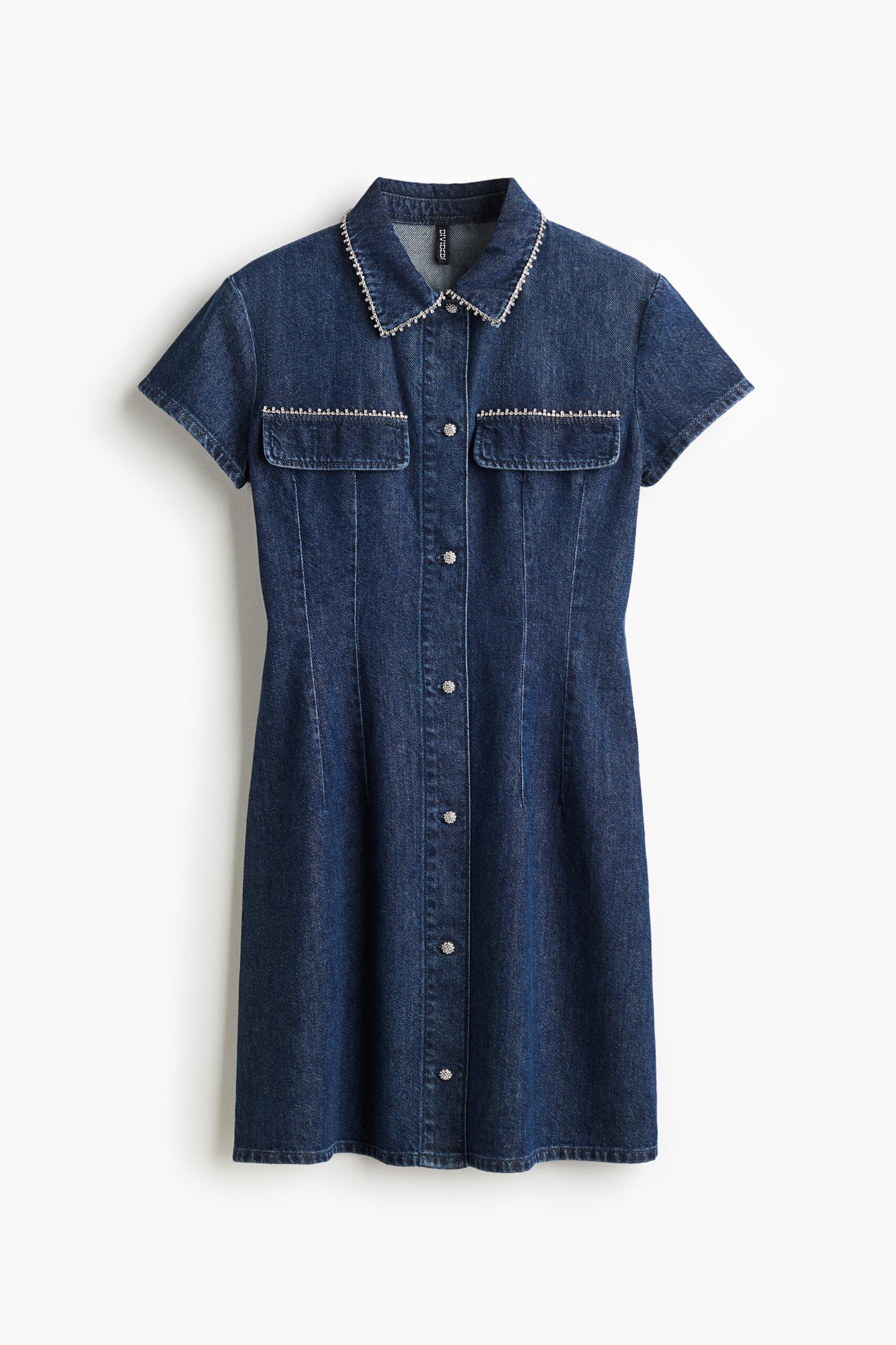H & M - Denim jurk met decoraties - Donker Denimblauw