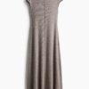 H & M - Tricot jurk met kapmouwen - Taupe Gemêleerd