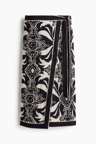 H & M - Printed wrap skirt - Zwart/Dessin