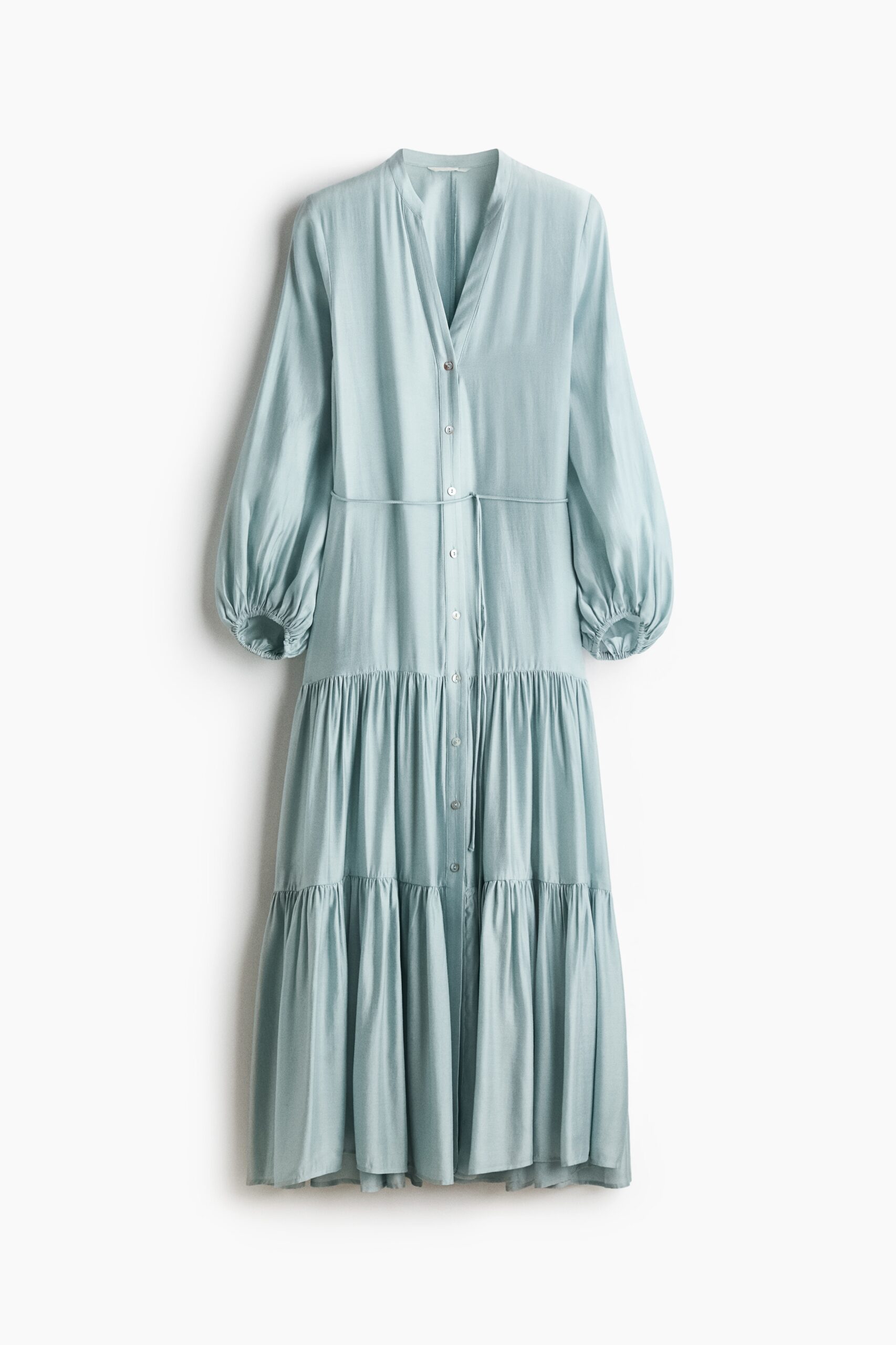 H & M - Overhemdjurk met strokenrok - Dusty Lichtturkoois H & M - Overhemdjurk met strokenrok - Dusty Lichtturkoois