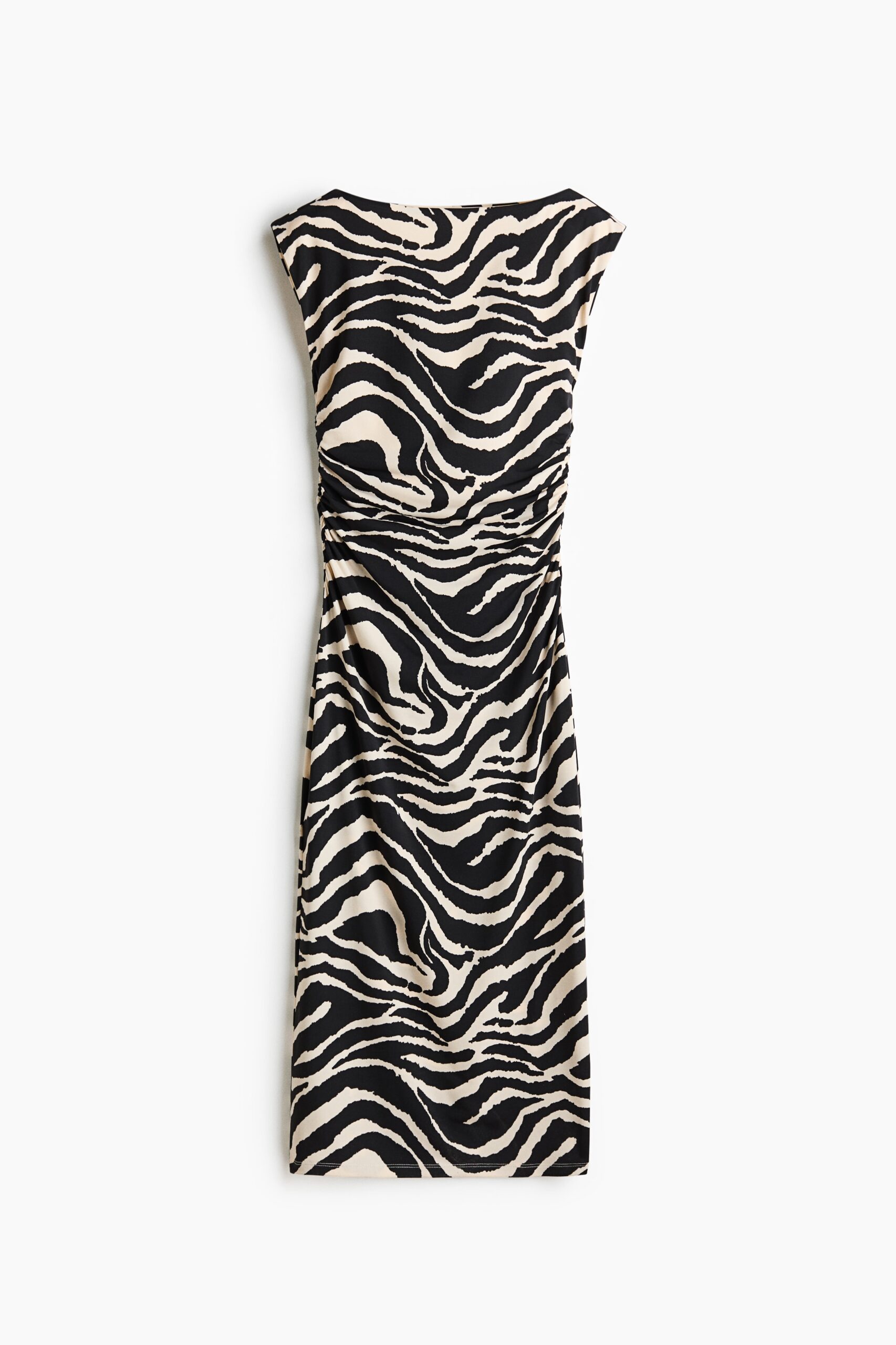 H & M - Jurk met kapmouwtjes - Roomwit/Zebradessin