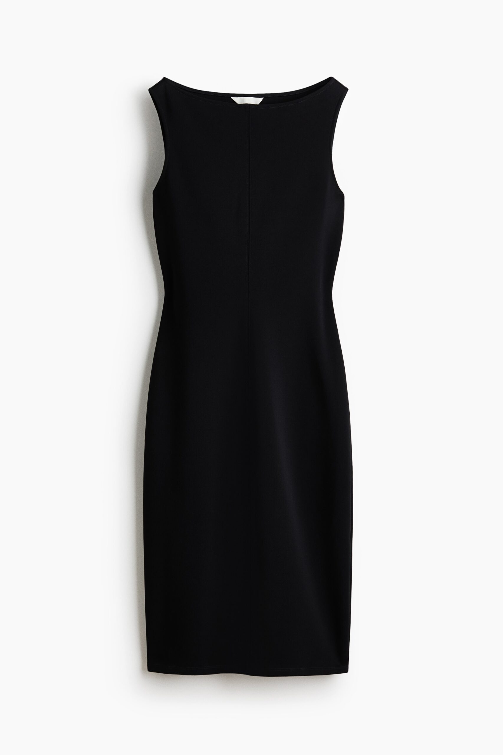 H & M - Tricot jurk met boothals - Zwart