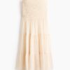 H & M - Gesmokte rok van chiffon - Lichtbeige