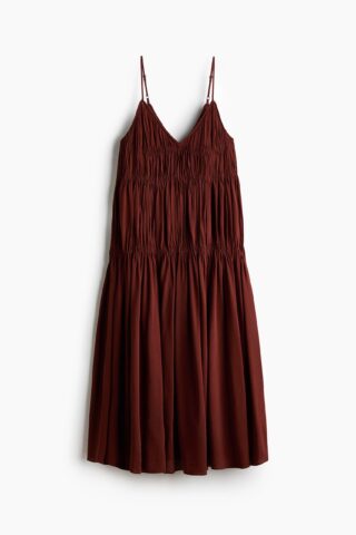 H & M - Strappy jurk met smokwerk - Roestbruin