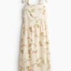 H & M - MAMA Voedingsjurk met strikbandjes - Roomwit/Bloemen