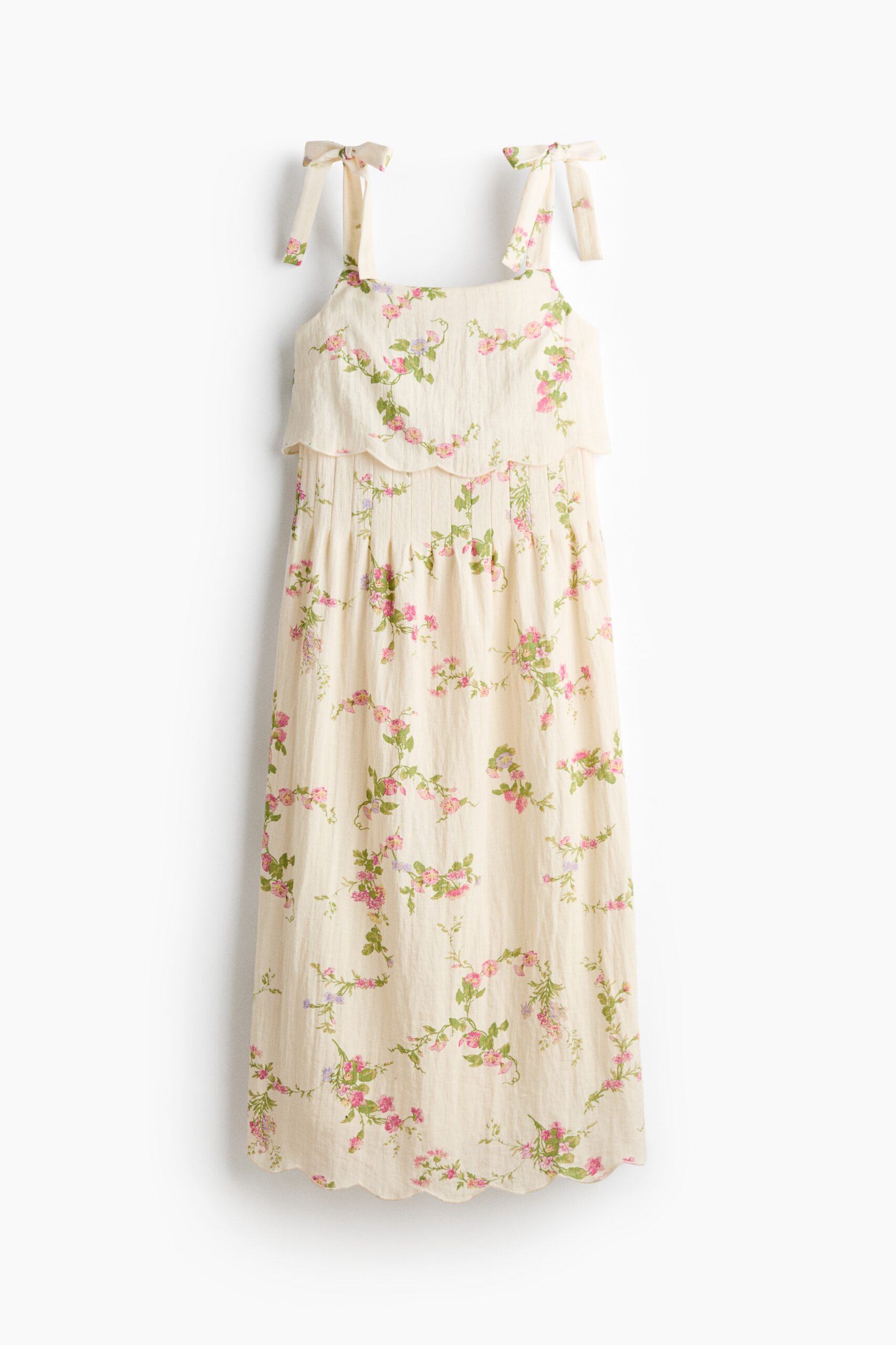 H & M - MAMA Voedingsjurk met strikbandjes - Roomwit/Bloemen H & M - MAMA Voedingsjurk met strikbandjes - Roomwit/Bloemen