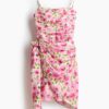 H & M - Tie-skirt strappy dress - Lichtbeige/Bloemen