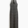 H & M - Gebreide halterjurk - Zwart/Gestreept