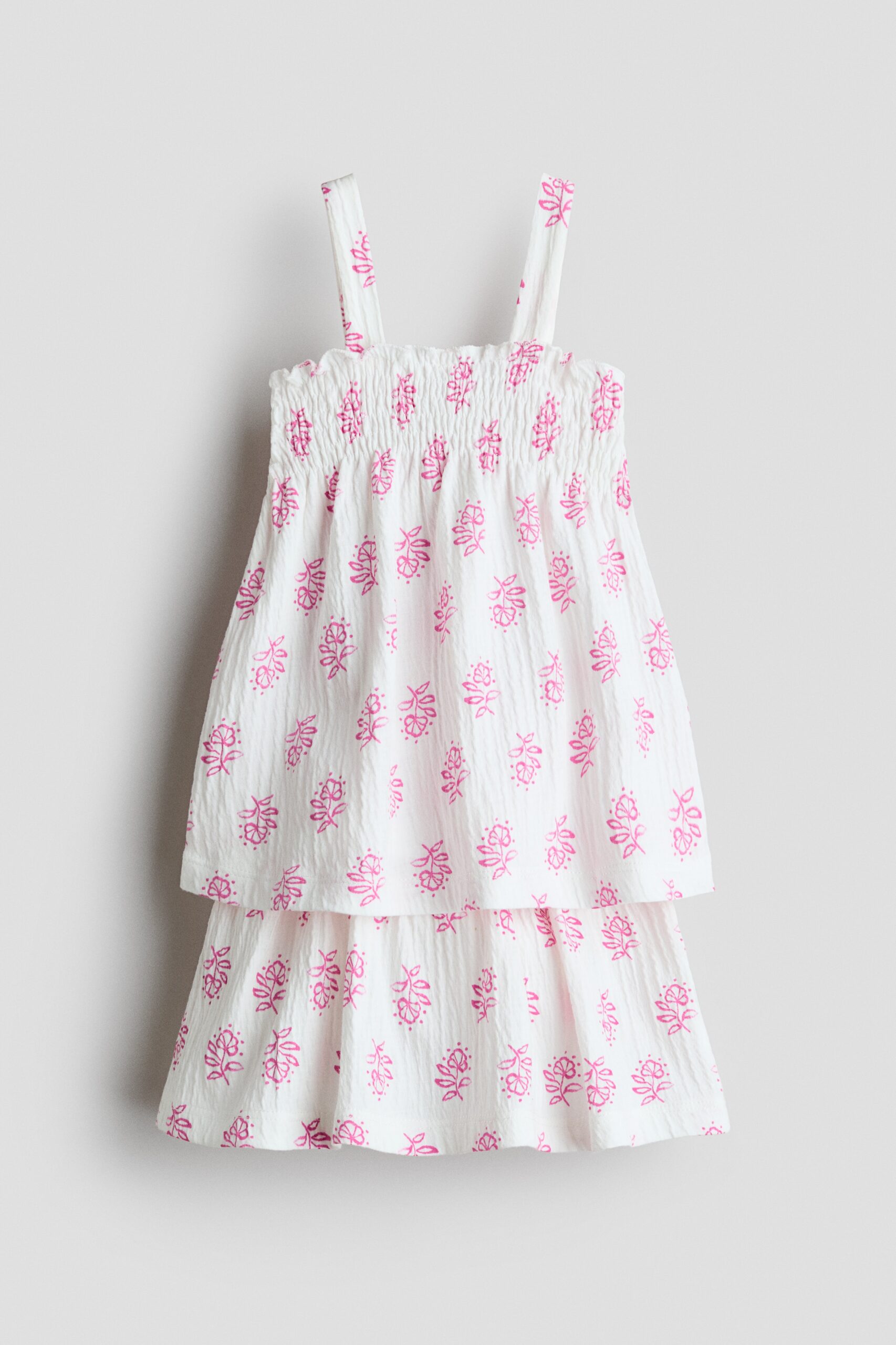 H & M - Tweedelige set - Top en rok - Wit/Bloemen