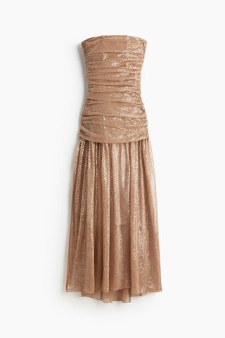 H & M - Avondjurk van pailletten - Beige