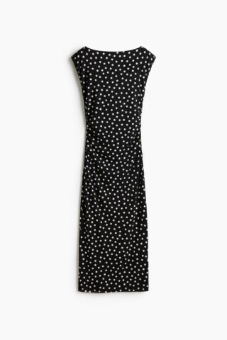 H & M - Jurk met kapmouwtjes - Zwart/Stippen