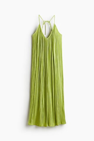 H & M - Strappy plisséjurk - Limegroen