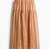 H & M - Ingerimpelde rok - Beige/Gestreept
