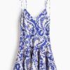 H & M - Jurk met uitlopende rok - Wit/Blauw Dessin