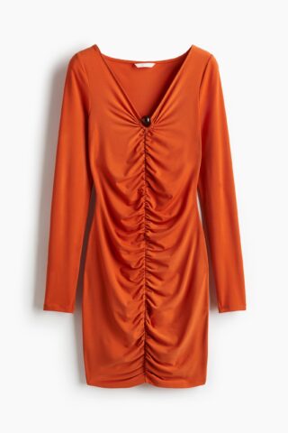 H & M - Gedrapeerde mini-jurk - Oranje