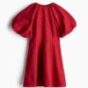 H & M - Jacquardgeweven jurk met strikbandjes - Rood