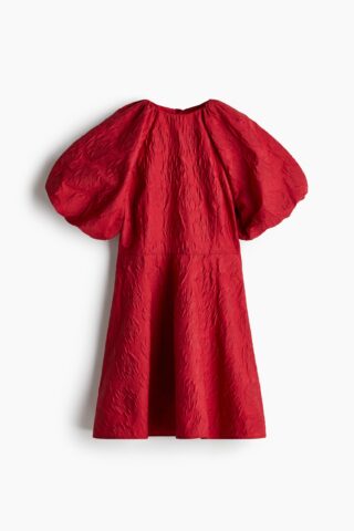 H & M - Jacquardgeweven jurk met strikbandjes - Rood