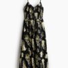 H & M - Strappy jurk van katoen - Zwart/Bloemen