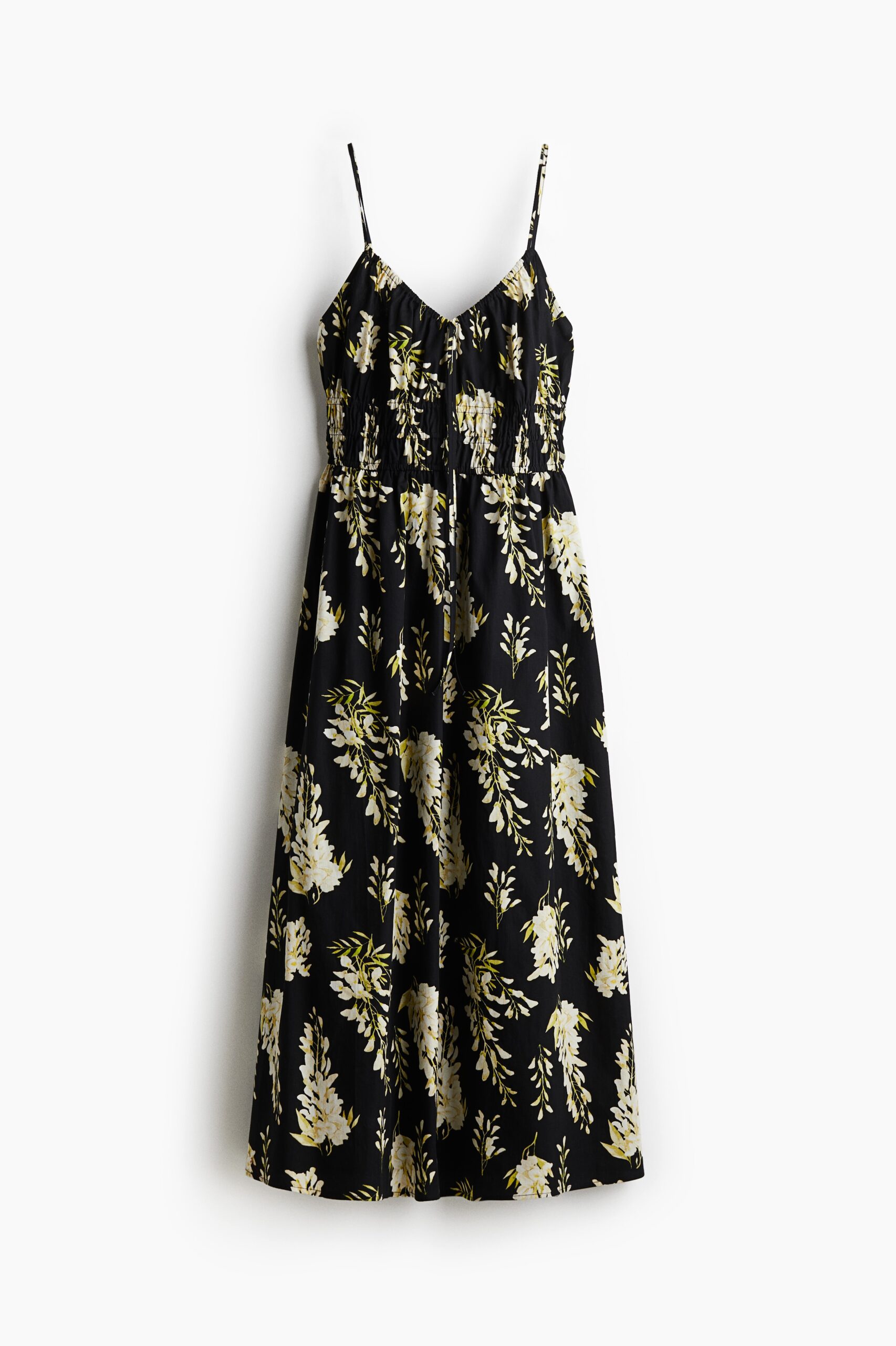 H & M - Strappy jurk van katoen - Zwart/Bloemen