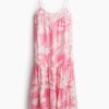 H & M - Maxi-jurk met strikbandjes - Roze/Dessin
