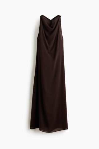 H & M - Sleeveless cowl-neck dress - Donkerbruin