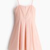 H & M - Popeline jurk met flared rok - Lichtroze