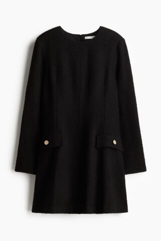 H & M - Geweven boucléjurk - Zwart